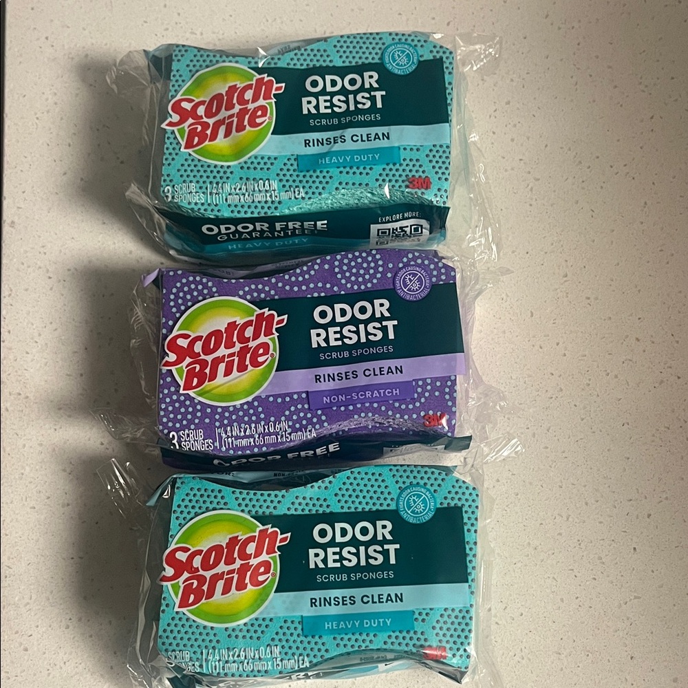 Odor Resist Scrub Sponges - Aqua & Purple